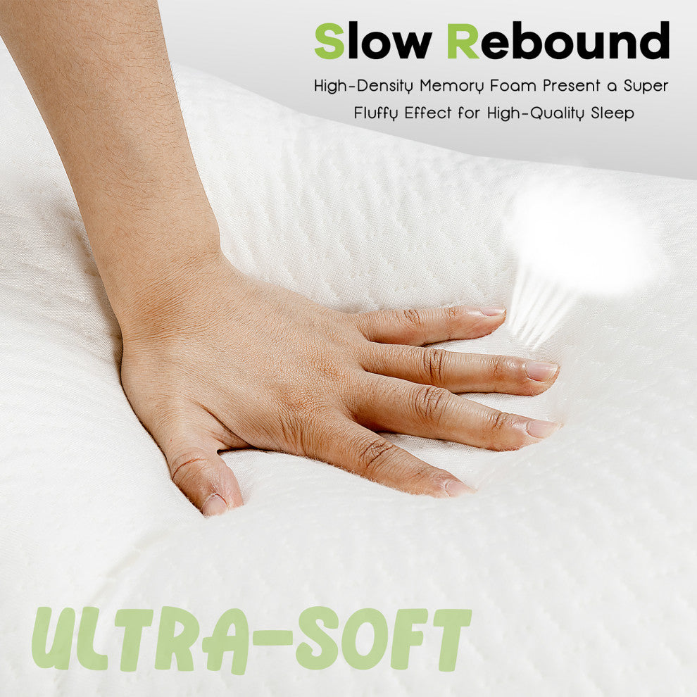 Costway 2Pack Shredded Memory Foam Bed Pillows Bamboo Cooling Cover 28''x18''