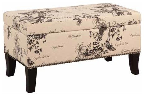 Linon Stephanie Ottoman Botanical Linen