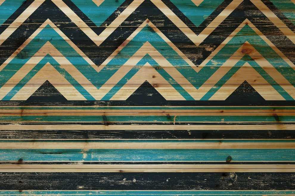 "Angles on Top" Painting Print on Natural Pine Wood
