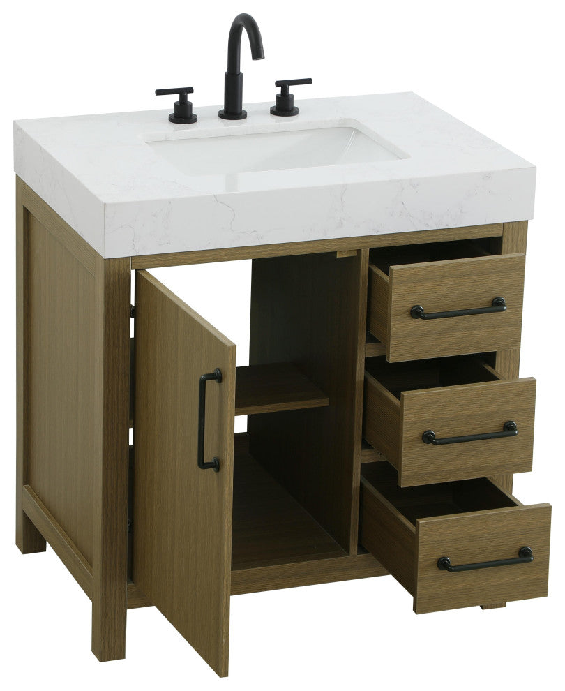 Home Living 32" Single Bathroom Vanity, Chestnut Brown
