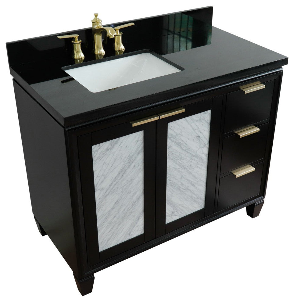 43" Single Vanity, Black Finish With Black Galaxy