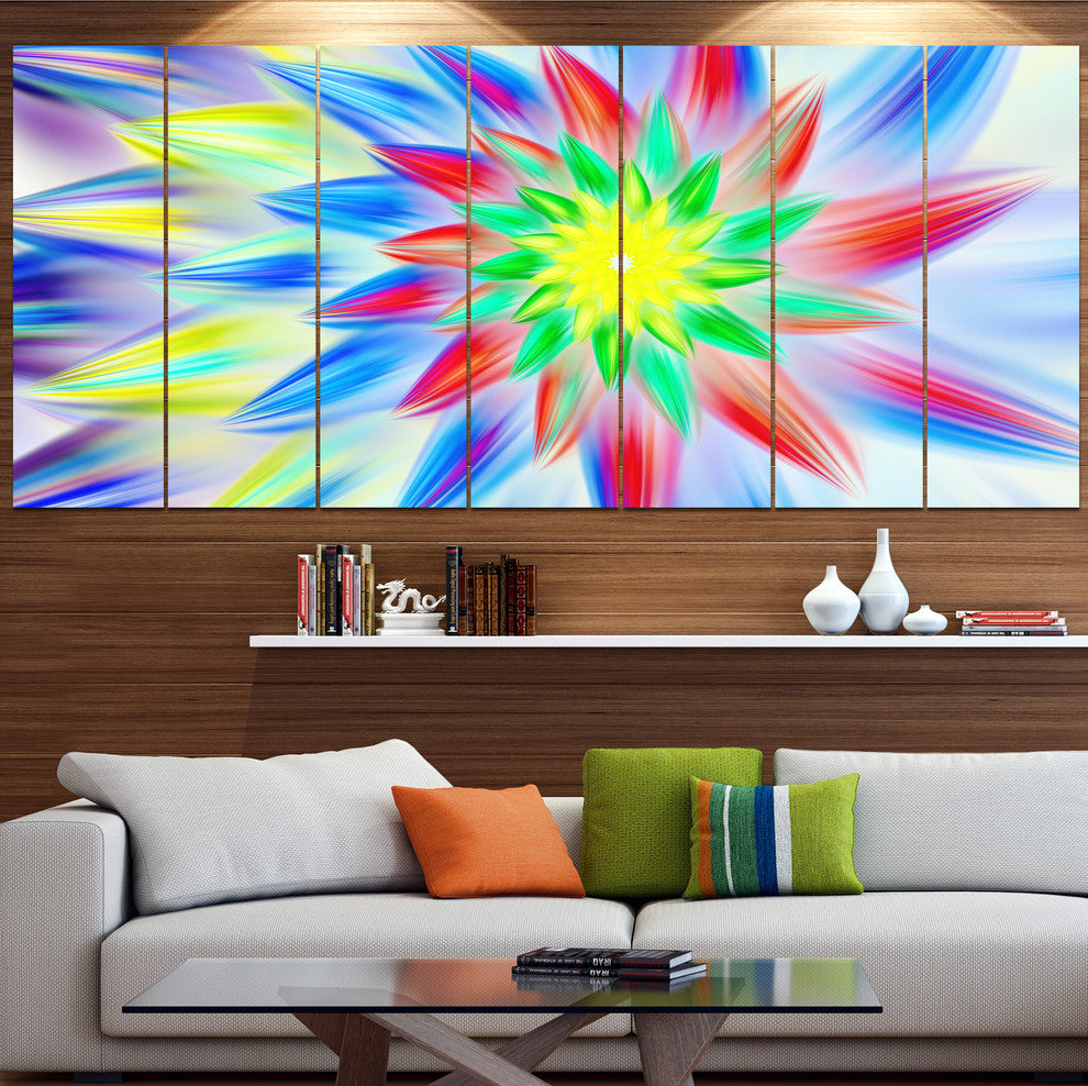 Dance of Multi Color Petals, Floral Canvas Art Print, 83"x32", 7 Panels