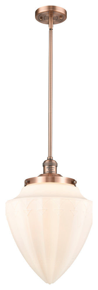 Large Bullet 1 Light Mini Pendant, Antique Copper, Matte White