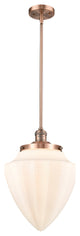 Large Bullet 1 Light Mini Pendant, Antique Copper, Matte White