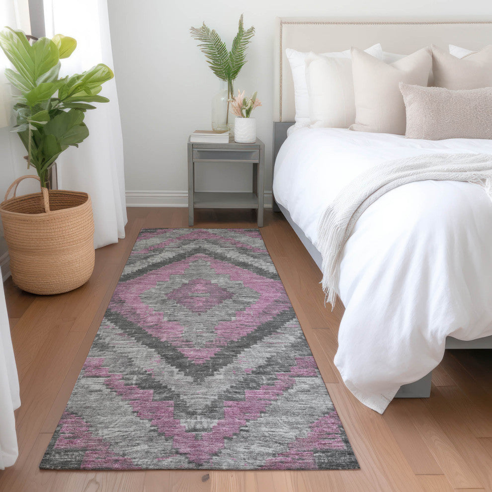 Machine Washable Indoor/Outdoor Chantille ACN1890 Blush 2'3" x 7'6" Runner Rug