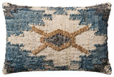 Raised Wool Design 13"x21" Accent Pillow, Blue/Brown/Ivory, Down/Feather