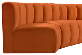 Arc Velvet Upholstered 4-Pc. Inward Curved Modular Sectional, Cognac