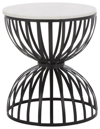 Safavieh Tissaia Round Accent Table, White Marble/Black