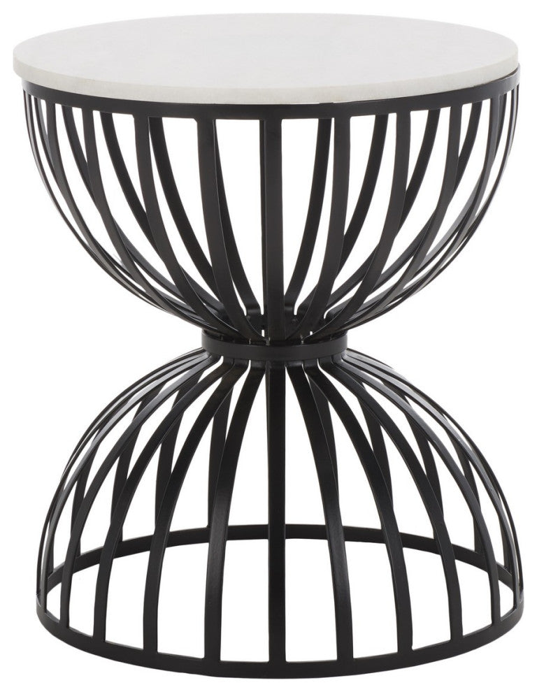 Safavieh Tissaia Round Accent Table, White Marble/Black
