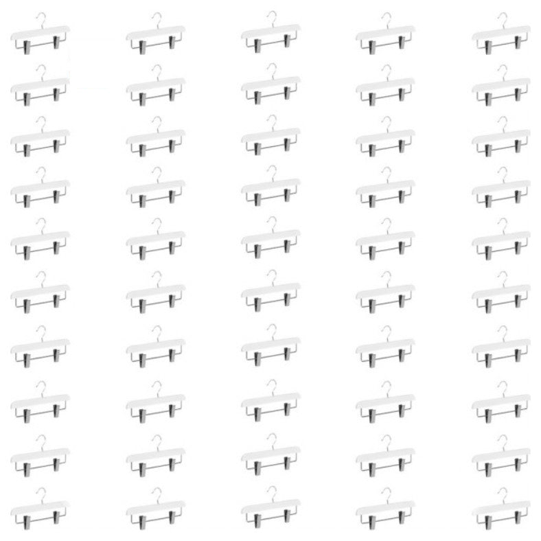 Abs Plastic Trouser Skirt Hangers, Perfect for Skirts, Pants, Slacks, Jeans, White, 50-Pack