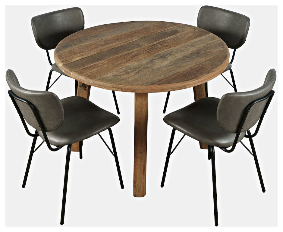 Reclamation Five Piece Round Rustic Reclaimed Solid Wood Round Dining Set
