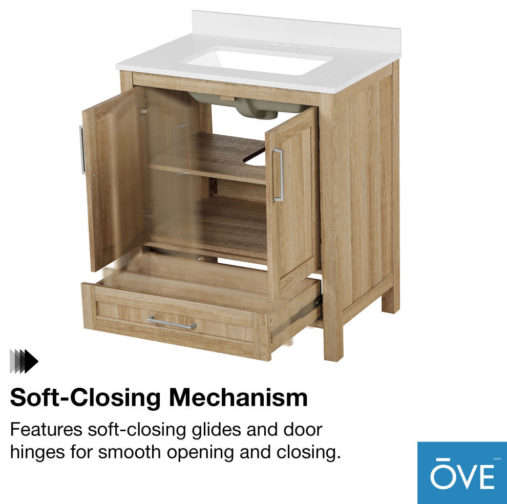 Ove Decors Kansas 18" Single Sink Vanity With Countertop, White, 30 in.