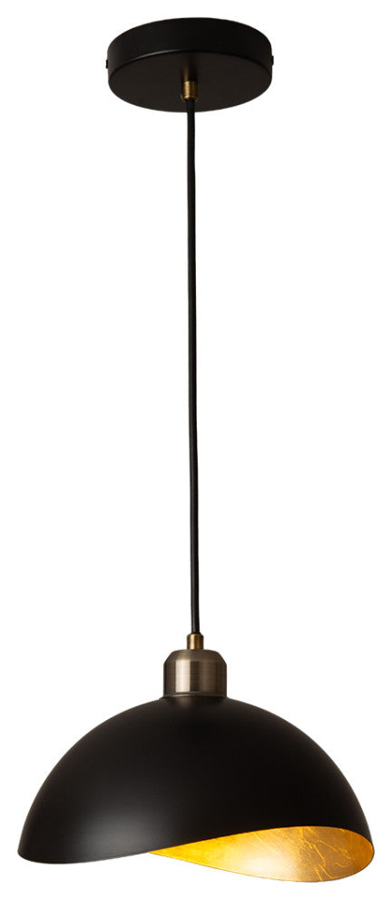 Luna Bella Pendant Light Small, Matte Black, Weathered Brass