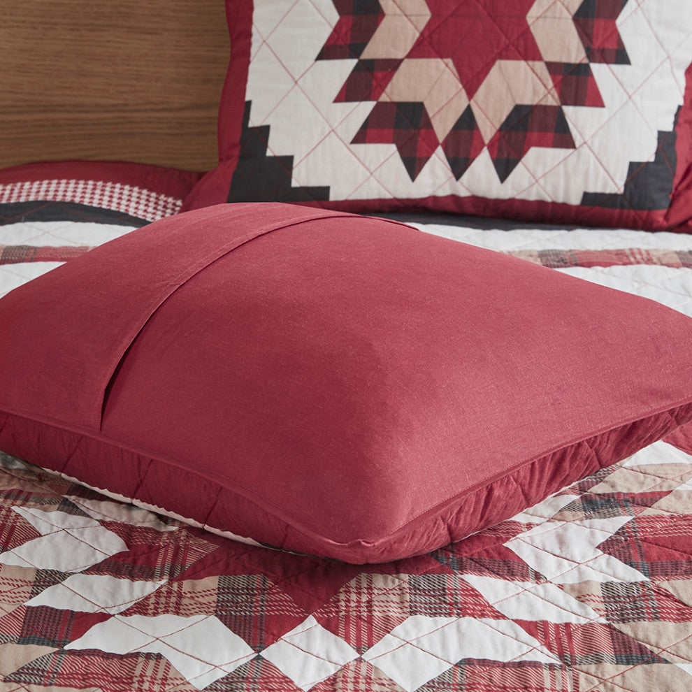Woolrich Compass Cabin Style Cotton 3-Piece Quilt Set, Red