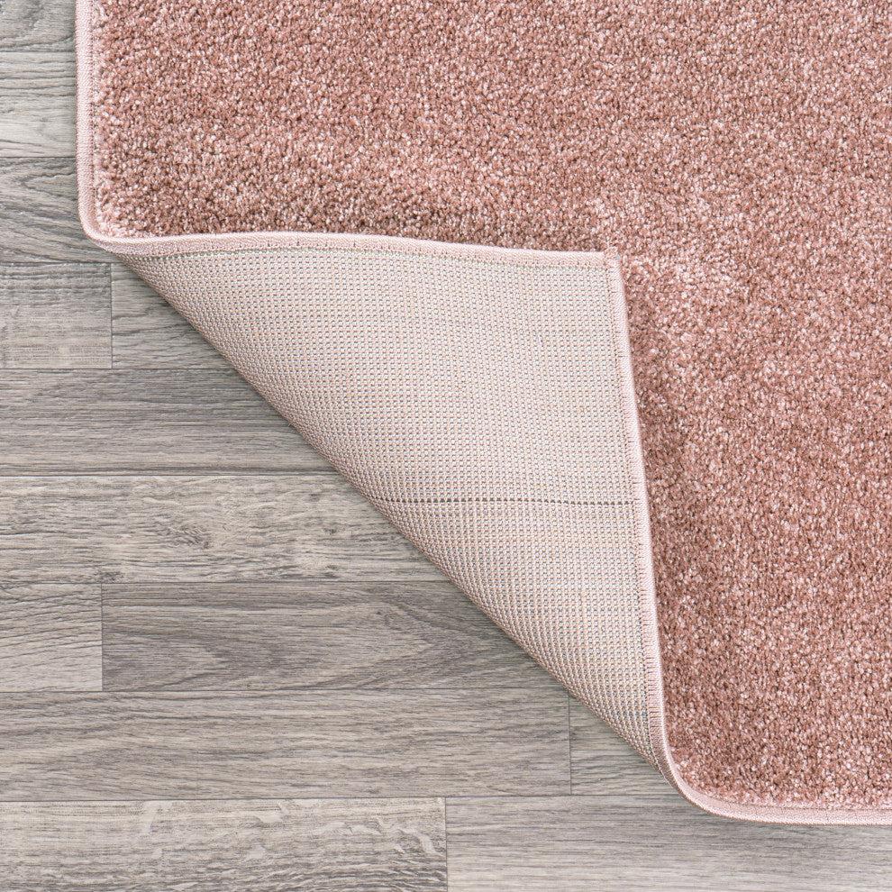 Haze Solid Low-Pile Runner Rug, Pink, 5' Round