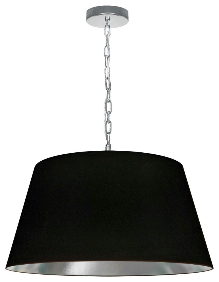 1 Light Brynn Medium Pendant, Black/Silver Shade, Polished Chrome