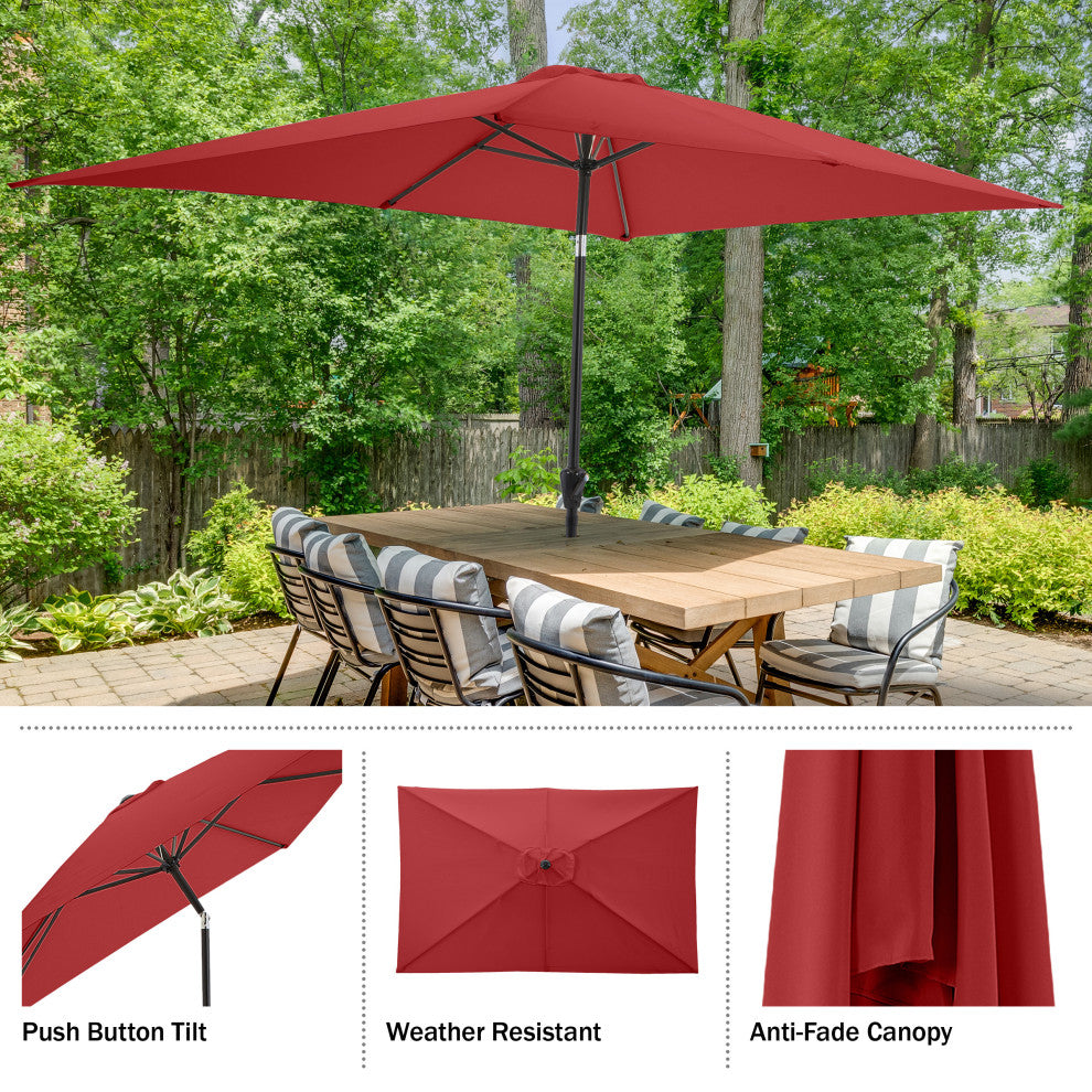 Pure Garden 10' Rectangular Patio Umbrella, Red