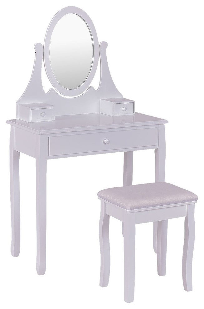 Modern Style Vanity Wooden Makeup Dressing Table Stool, 2 Piece Set