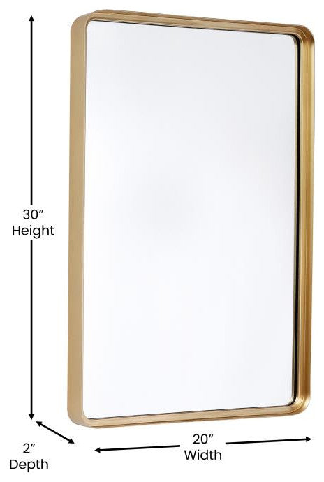 Janinne Decorative Wall Mirror, Matte Gold, 20"x30"