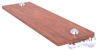 Carolina 16" Wood Shelf, Satin Chrome