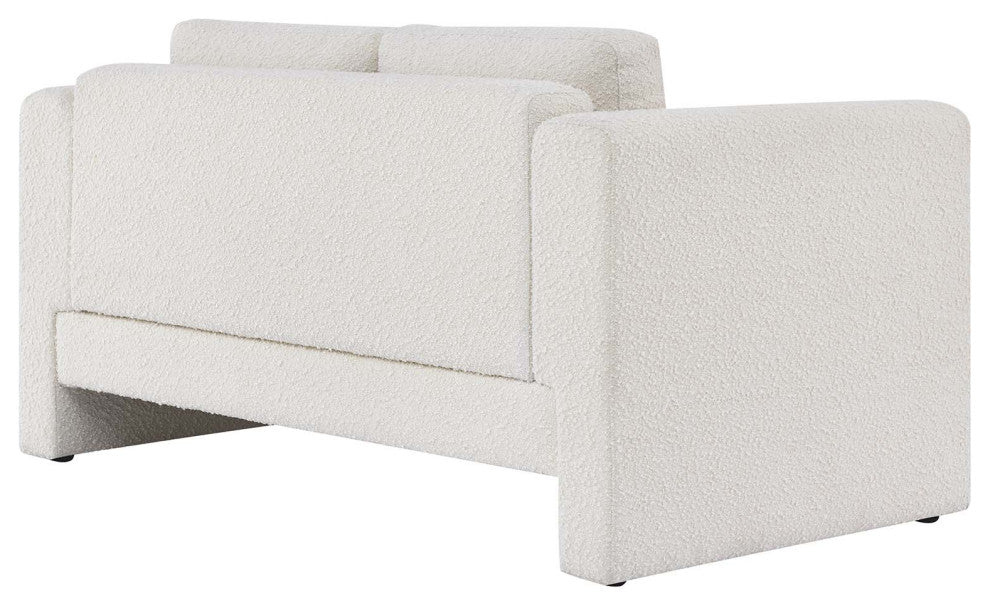 Visible Boucle Fabric Loveseat - Ivory