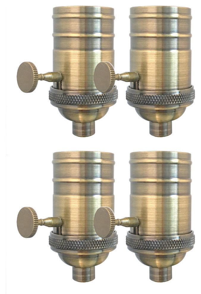 Royal Designs, Inc. 3 Way Vintage Lamp Socket, Antique Brass, Set of 4