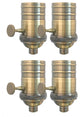 Royal Designs, Inc. 3 Way Vintage Lamp Socket, Antique Brass, Set of 4