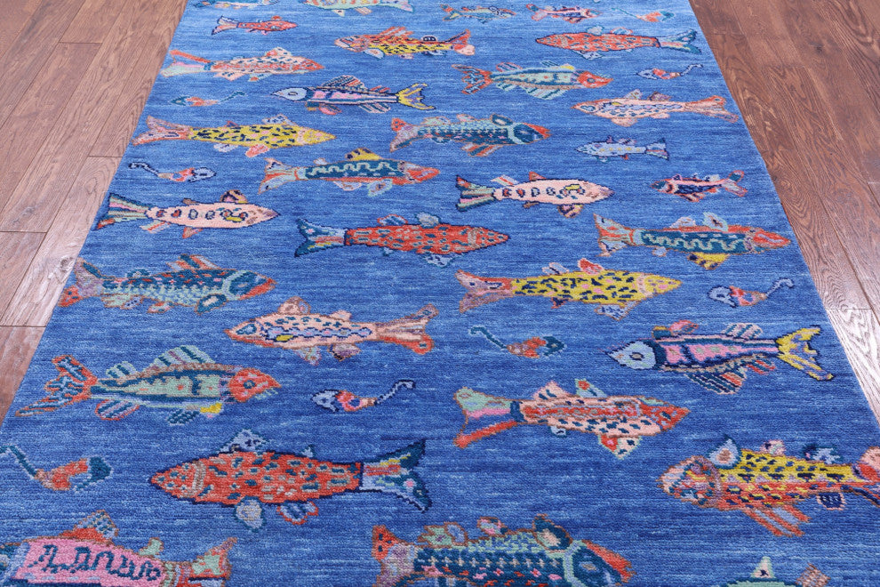 5' 2" X 8' 1" Gabbeh Fish Design Handmade Rug - Q15348