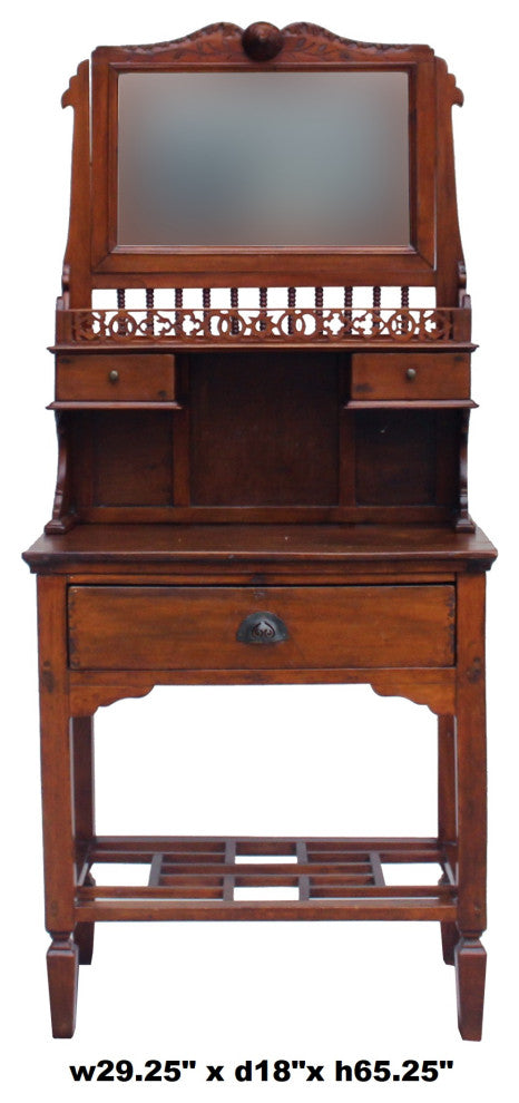 Chinese Oriental Vintage Wash Basin Make Up Vanity Table Chest Hcs5867