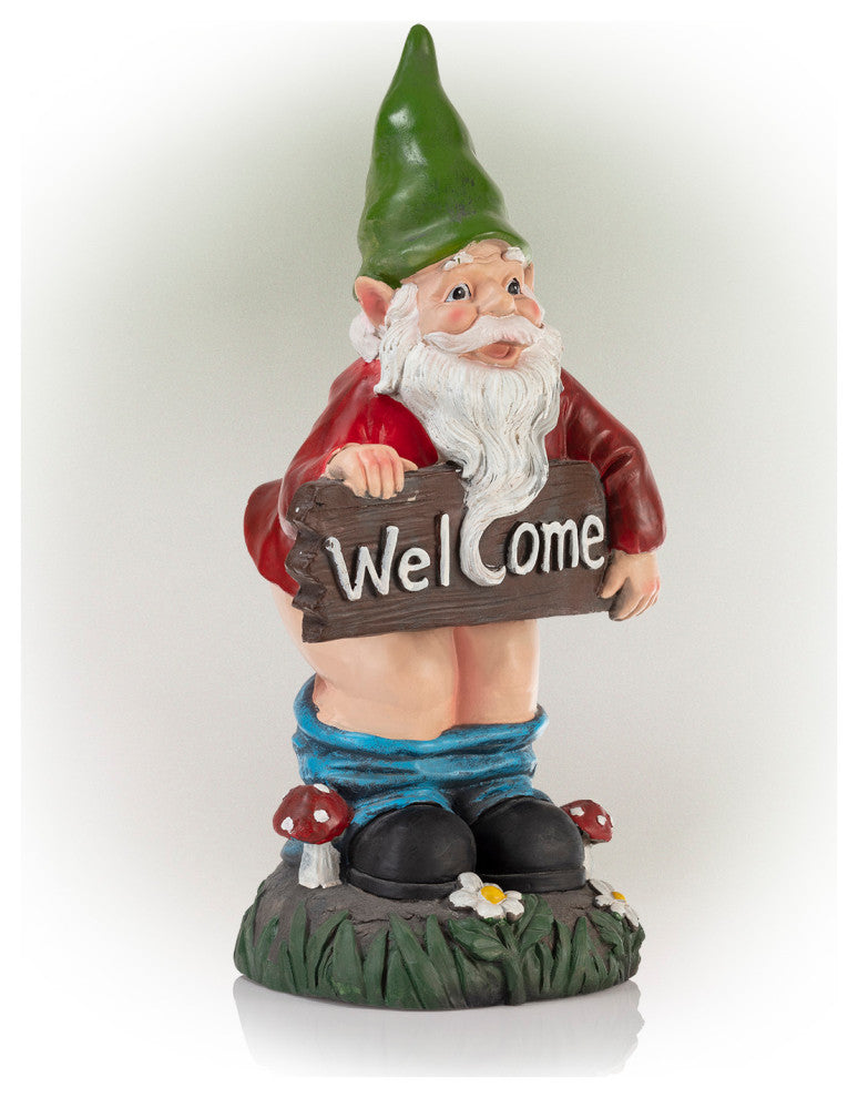 Mooning "Welcome" Gnome With Pants Down Statue