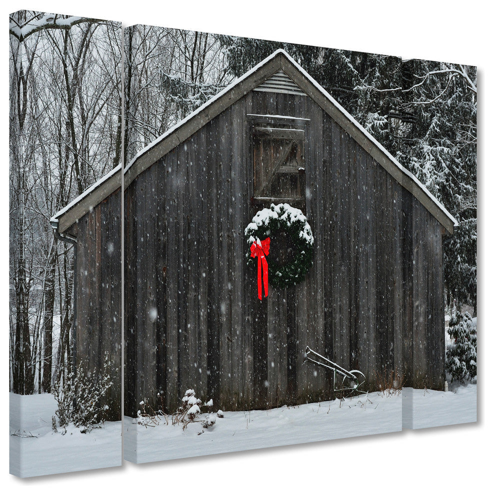 Kurt Shaffer 'Christmas Barn in the Snow' Multi Panel Art Set,, 32"x24"