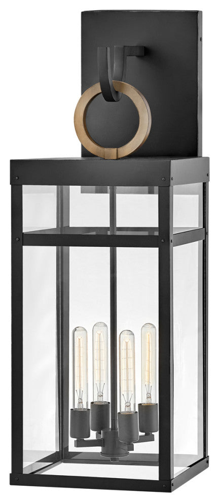 Hinkley Porter Extra Large Wall Mount Lantern, Black