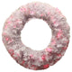 24" Pre-Lit White Cedar Pine Artificial Christmas Wreath, Pink Lights