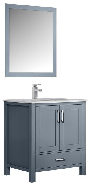 Jacques 30" Dark Grey Single Sink Vanity Set with White Carrara Marble Top