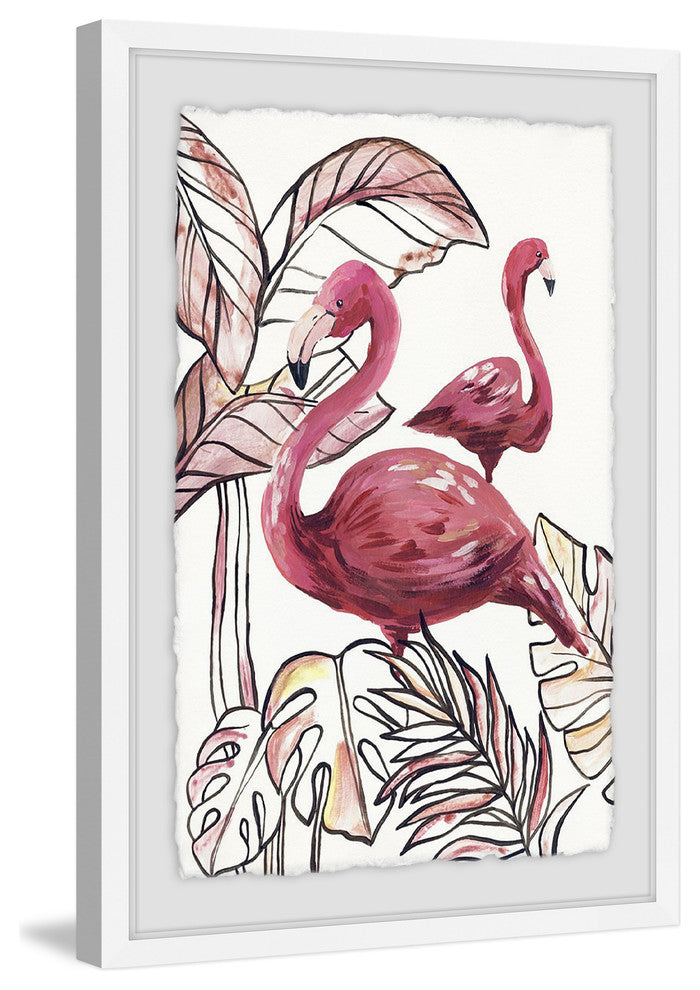 "Tropical Flamingos II" Framed Painting Print, 20"x30"