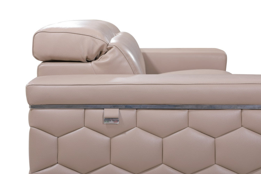 29to 38" Modern Beige Leather Loveseat