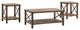 3-Piece Rustic Wood and Metal Accent Table Set - Rustic Oak