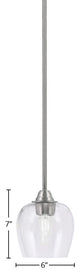 Paramount 1-Light Mini Pendant, Brushed Nickel, 6" Clear Bubble Glass