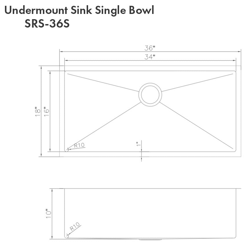 ZLINE 36" Meribel Undermount Kitchen Sink Fingerprint Resistant Stainless Steel
