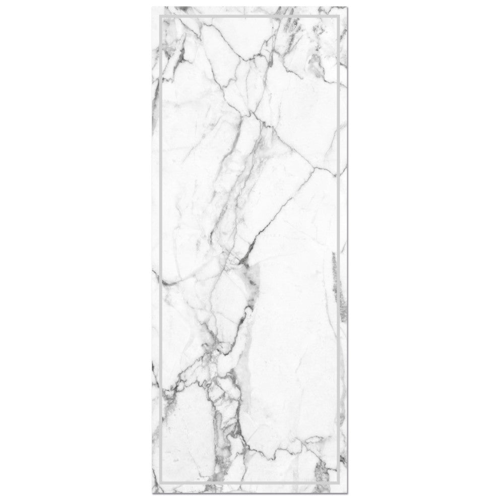 White Marble Decorative Vinyl Floor Mat, 2' x 5'