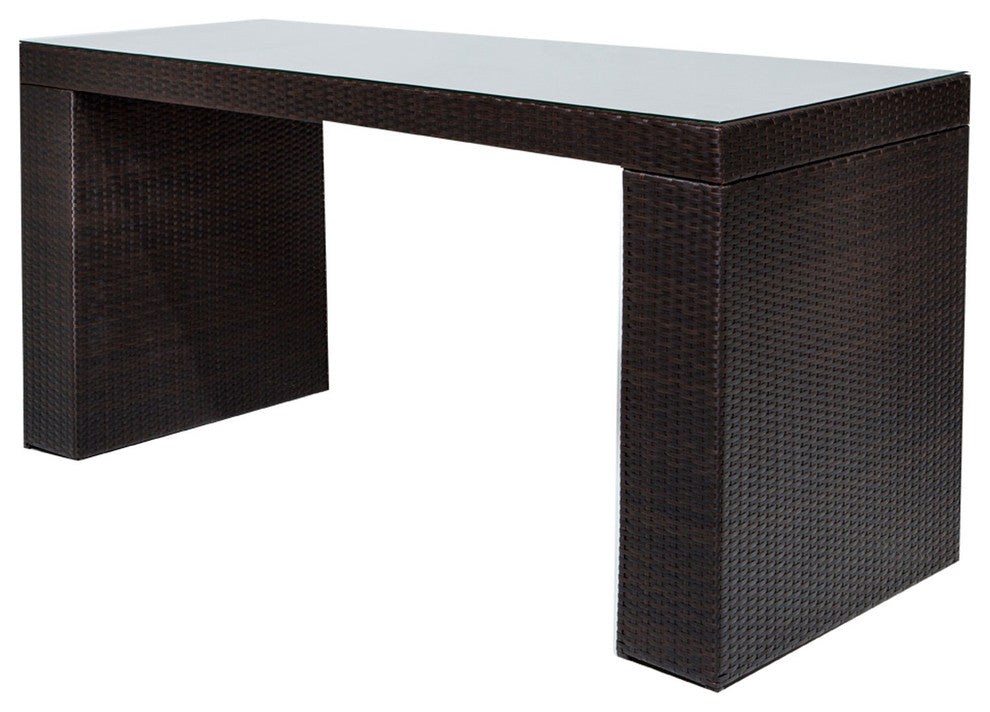 Belle Bar Table Set with Cart, 5 Piece Outdoor Wicker Patio Furniture Espresso