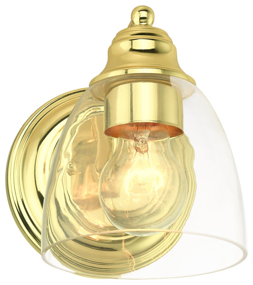 Polished Brass Transitional, Colonial, Vanity Sconce