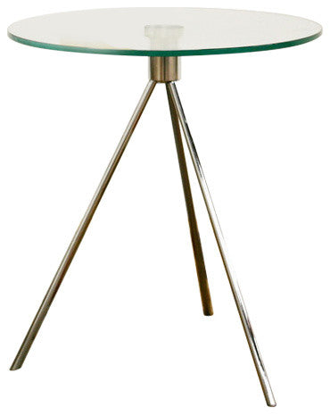 Triplet Round Glass Top End Table With Tripod Base