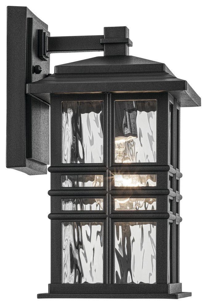 12" 1-Light Outdoor Wall Light With Clear Hammered Glass