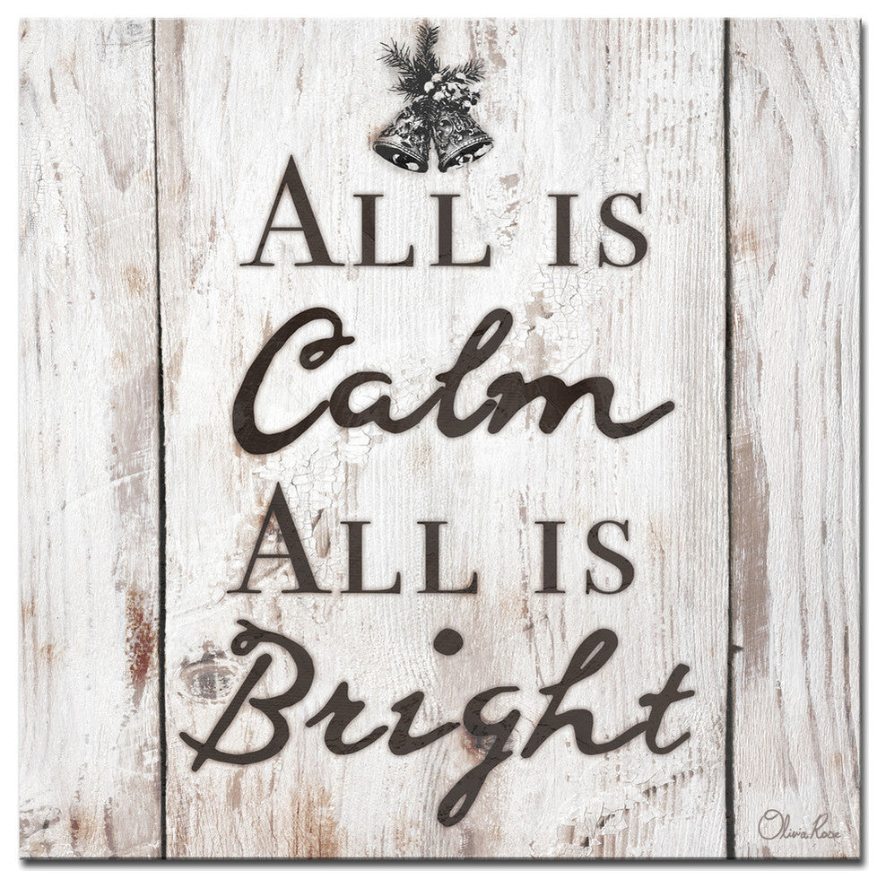 Ready2HangArt 'Christmas Silent Night' Textual Canvas Wall Art, 12"x12"