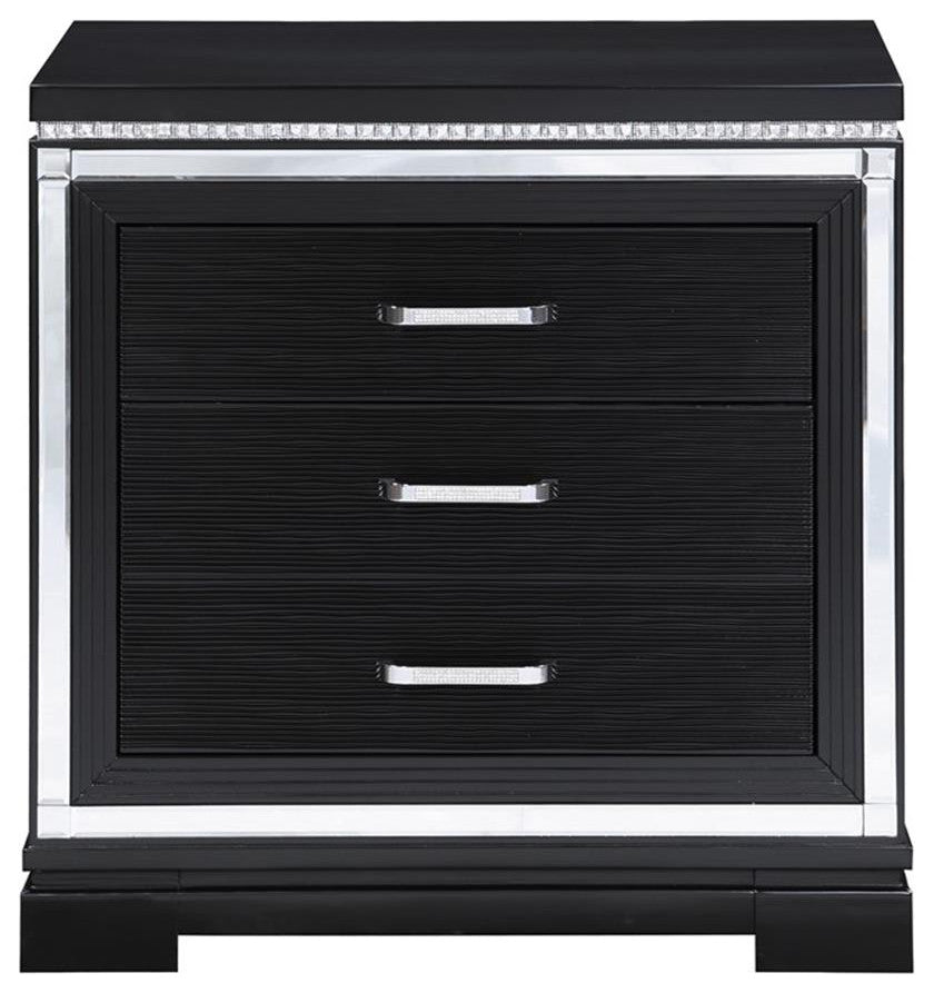 Coaster Eleanor Contemporary 3-Drawer Wood Nightstand in Black