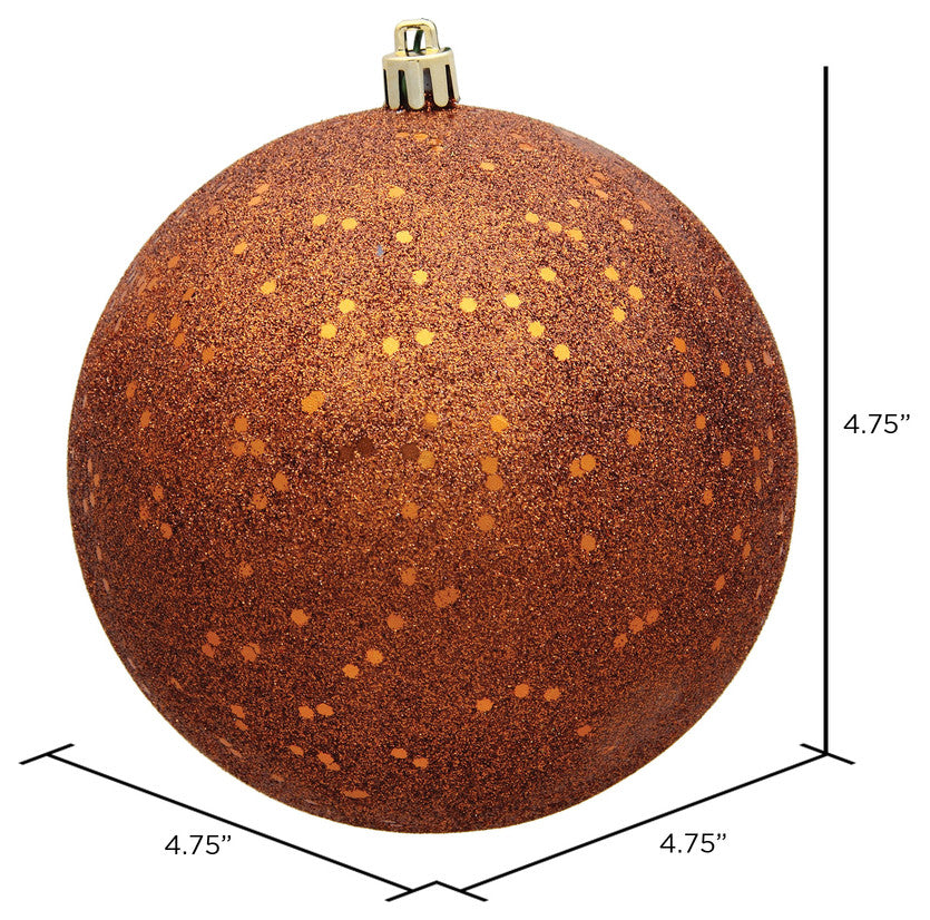 Vickerman N591288Dq 4.75" Copper Sequin Ball Ornament, 4 Per Bag