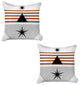 Set of 2 Orange and Ivory Striped Pillow Covers