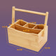 YBM HOME 4 Compartment Bamboo Cutlery and Napkin Caddy with Handle, Medium