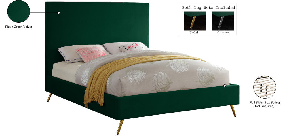Jasmine Velvet Bed, Green, Queen